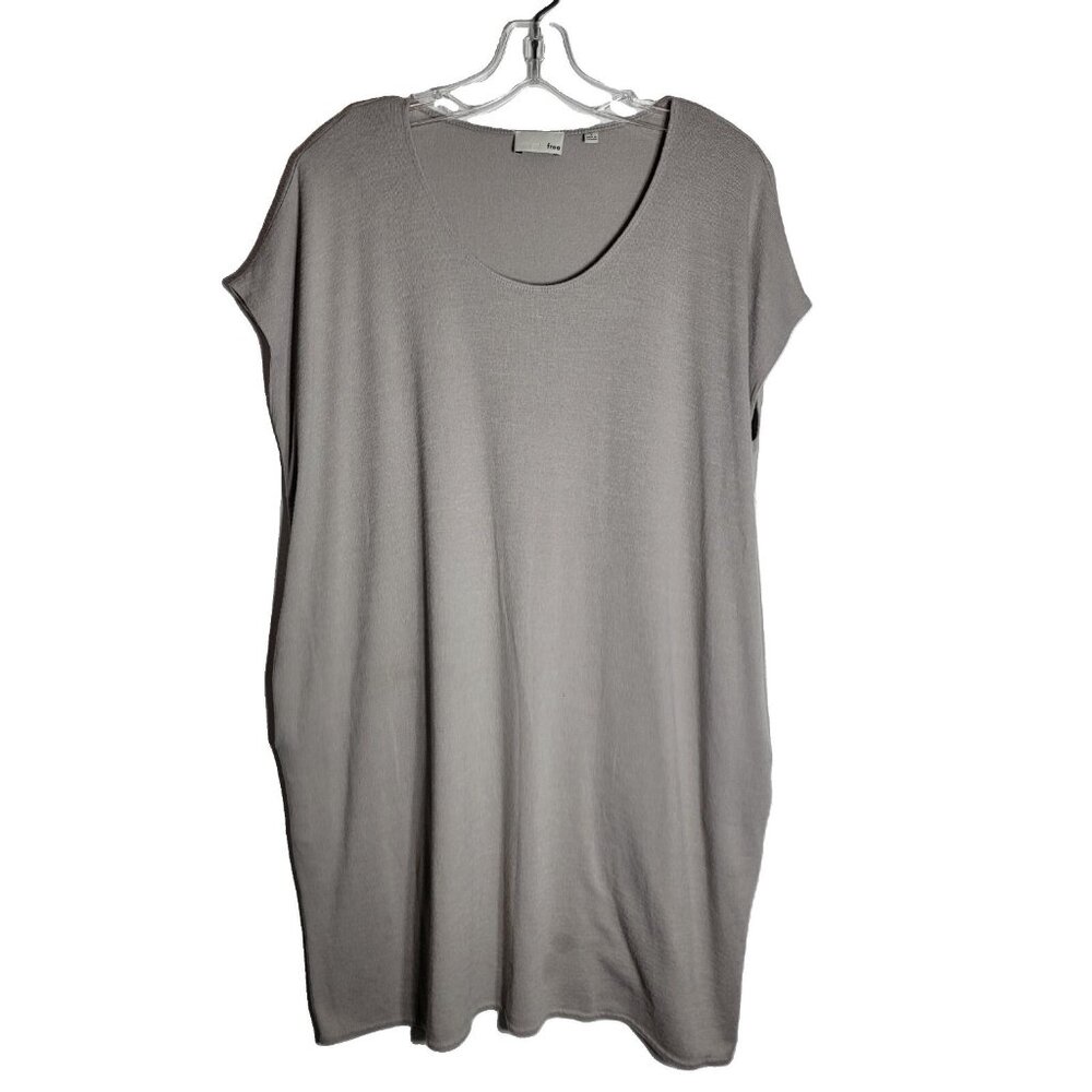 Wilfred Free Gray Pullover Dress SIze Small Pockets Soft Stretch‎ Short Sleeve